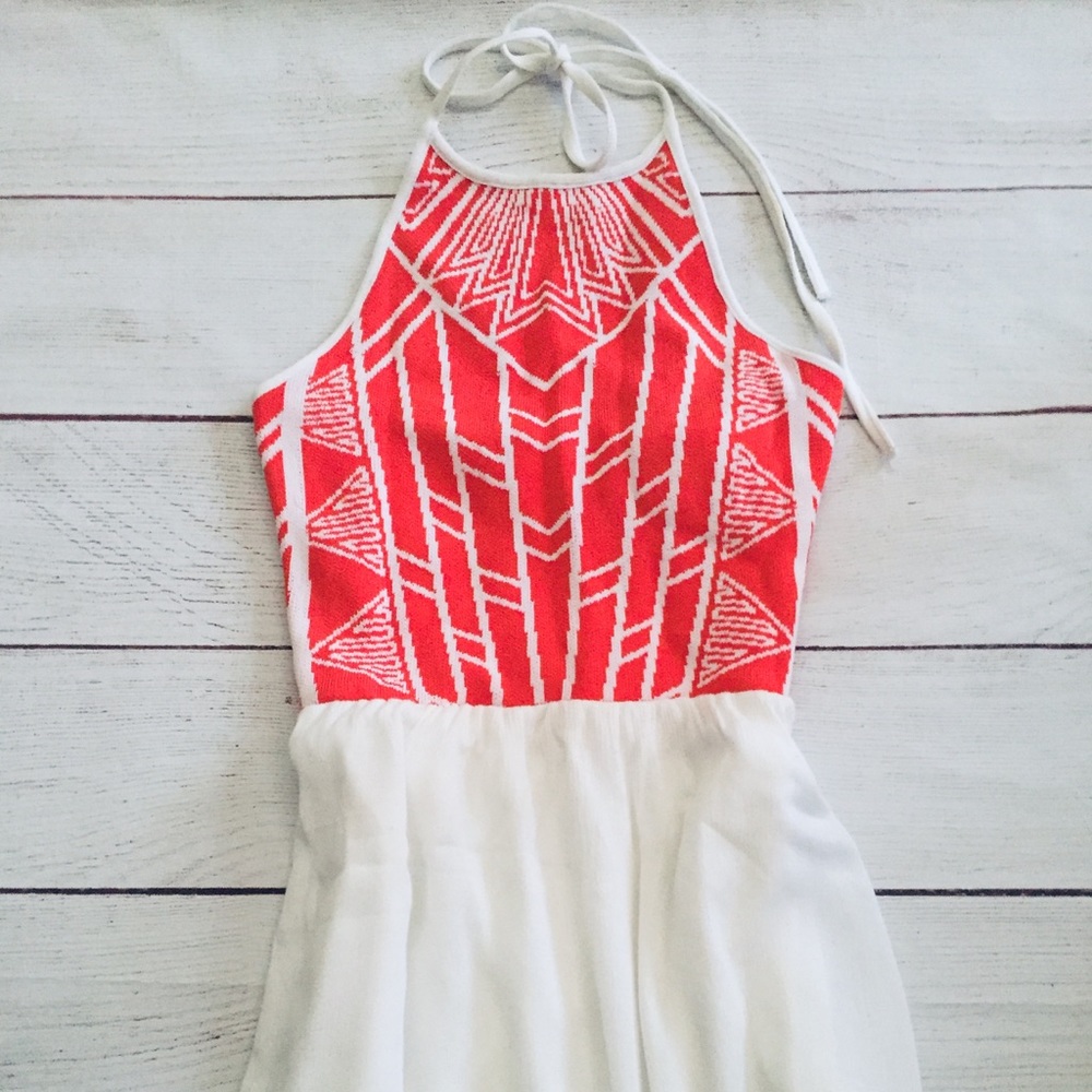 Jealous Tomato Red/White Halter Neckline Dress xs